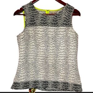 Banana Republic Ivory & Black Sleeveless Structured Tank Top Size 12 Snake Print